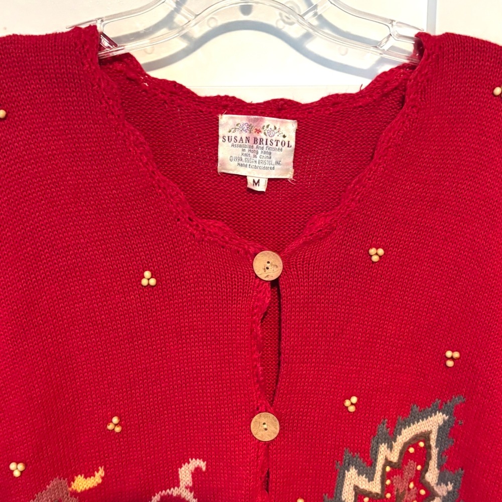 Susan‎ Bristol Women's Vintage Embroidered Short Sleeve Cardigan in Size M - Picture 3 of 10